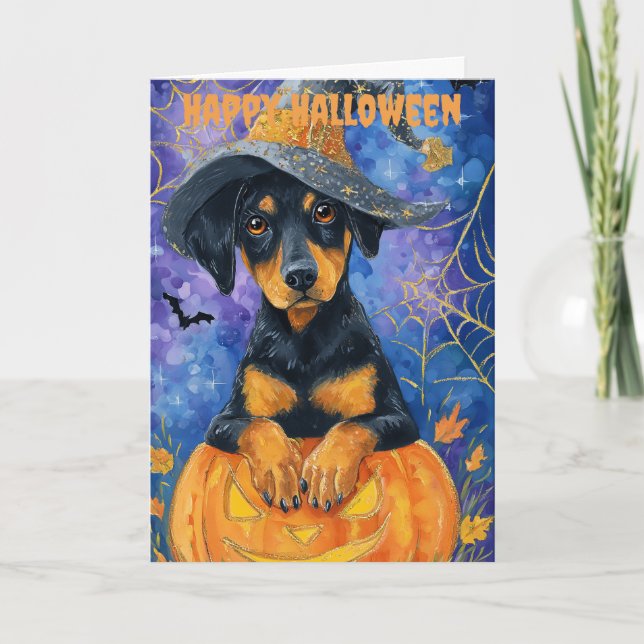 Cartes Pour Fêtes Annuelles Halloween Doberman Dog (Devant)