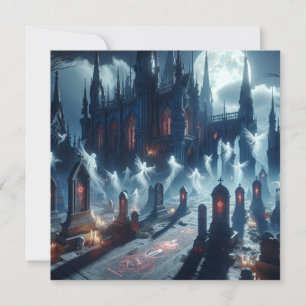 Cartes Pour Fêtes Annuelles Halloween effrayant Cimetière de Château