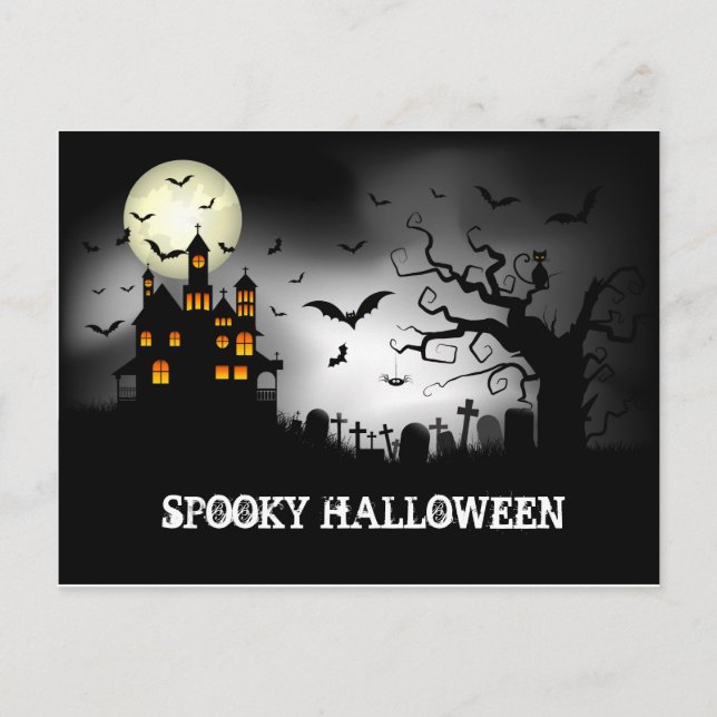 Cartes Pour Fêtes Annuelles Halloween éffrayant Haunted House (Devant)
