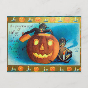 Cartes Pour Fêtes Annuelles Halloween elfes citrouille Vintage