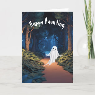Cartes Pour Fêtes Annuelles Halloween Fantôme Blanc Dans la Forêt