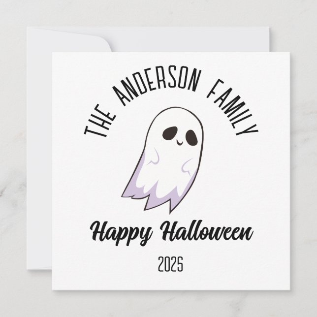 Cartes Pour Fêtes Annuelles Halloween Fantôme Mignon Nom Année Personnalisé (Devant)