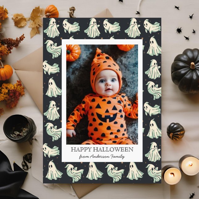 Cartes Pour Fêtes Annuelles Halloween fantôme Mon premier bébé garçon (Créateur téléchargé)