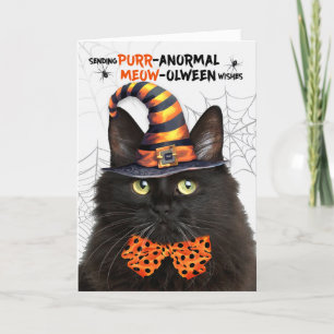 Cartes Pour Fêtes Annuelles Halloween Fluffy Noir Chat PURRanormal MEOWolween