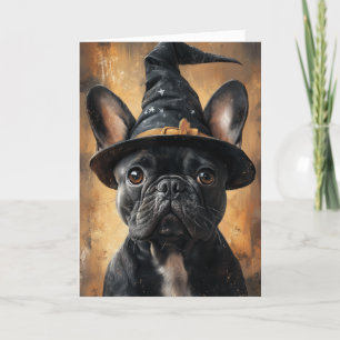 Cartes Pour Fêtes Annuelles Halloween française en sorcière à chien taureau