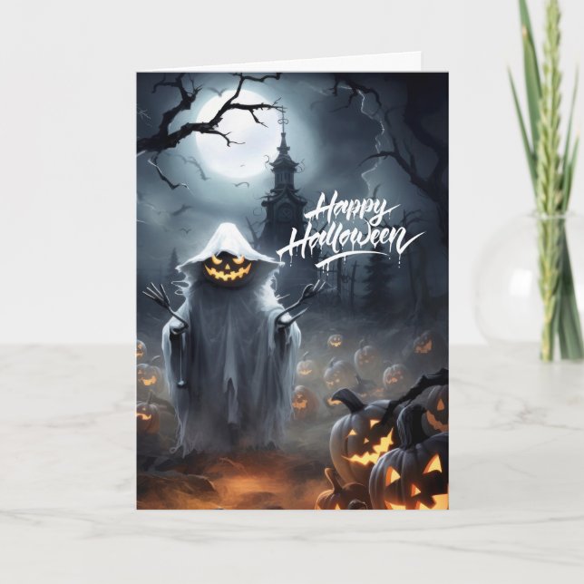 Cartes Pour Fêtes Annuelles Halloween Ghoul dans un Patch Jackolantern (Devant)