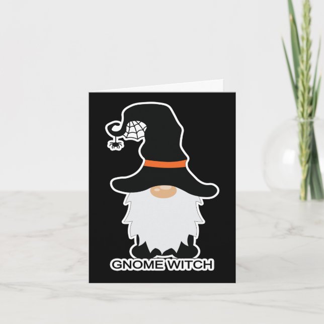 Cartes Pour Fêtes Annuelles Halloween Gnome sorcière blanc cheveux noir Casque (Devant)