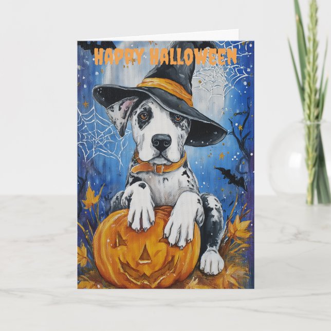 Cartes Pour Fêtes Annuelles Halloween Great Dane Dog (Devant)