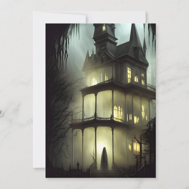 Cartes Pour Fêtes Annuelles Halloween Haunted House effroi (Devant)