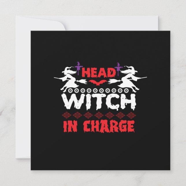 Cartes Pour Fêtes Annuelles Halloween Head Witch En Charge Anniversaire (Devant)