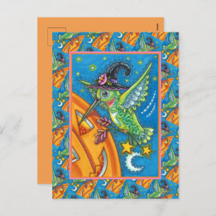 CARTES POUR FÊTES ANNUELLES HALLOWEEN HUMMINGBIRD & JACK-O'-LANTERN WHIMSY