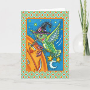 CARTES POUR FÊTES ANNUELLES HALLOWEEN HUMMINGBIRD & JACK-O'-LANTERN WHIMSY