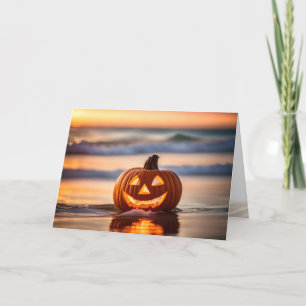 Cartes Pour Fêtes Annuelles Halloween Jack-o-Lantern Sur La Plage