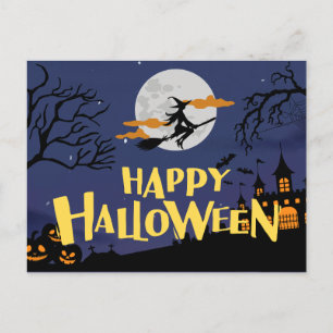 Cartes Pour Fêtes Annuelles Halloween Jaune Bleu Moderne Joyeux