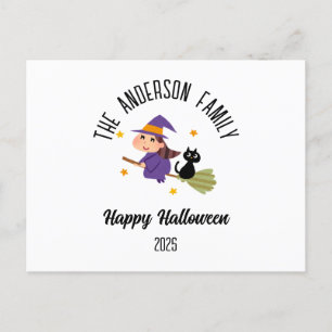 Cartes Pour Fêtes Annuelles Halloween jolie sorcière sur une chambre Nom perso