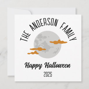 Cartes Pour Fêtes Annuelles Halloween Lune pleine lumineuse Nom personnalisé