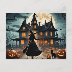 Cartes Pour Fêtes Annuelles Halloween Maison et sorcière hantée