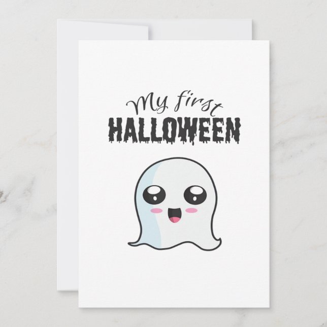 Cartes Pour Fêtes Annuelles Halloween Mignon Boo Nouveau-Né Bébé Fille Premier (Devant)