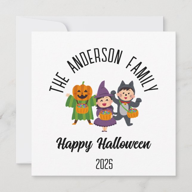 Cartes Pour Fêtes Annuelles Halloween Mignon Friandise ou Farce Nom Personnali (Devant)