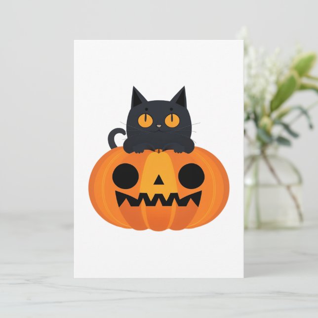 Cartes Pour Fêtes Annuelles Halloween mignonette Cartoon amis, Chat bébé noir (Debout devant)