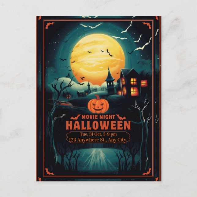 Cartes Pour Fêtes Annuelles Halloween Movie Night Poster (Devant)