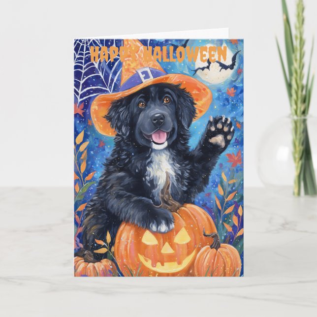Cartes Pour Fêtes Annuelles Halloween Newfoundland Dog (Devant)