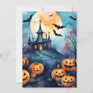 Cartes Pour Fêtes Annuelles Halloween Night Jack O’Lanterns Bats Pleine lune