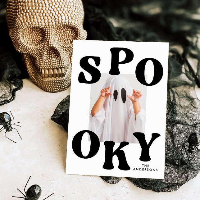 Cartes Pour Fêtes Annuelles Halloween noir et blanc Éffrayant rétro (Créateur téléchargé)