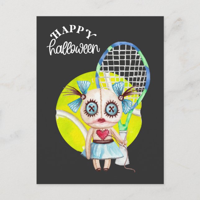 Cartes Pour Fêtes Annuelles Halloween pour le joueur de tennis avec raquette (Devant)
