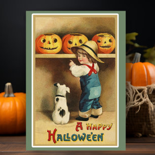 Cartes Pour Fêtes Annuelles Halloween Rétro Vintage Personnalisé Joyeux Hallow