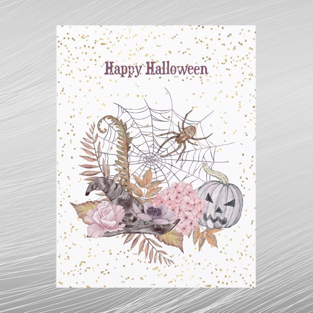 Cartes Pour Fêtes Annuelles Halloween rose Citrouille Spider Web (Créateur téléchargé)