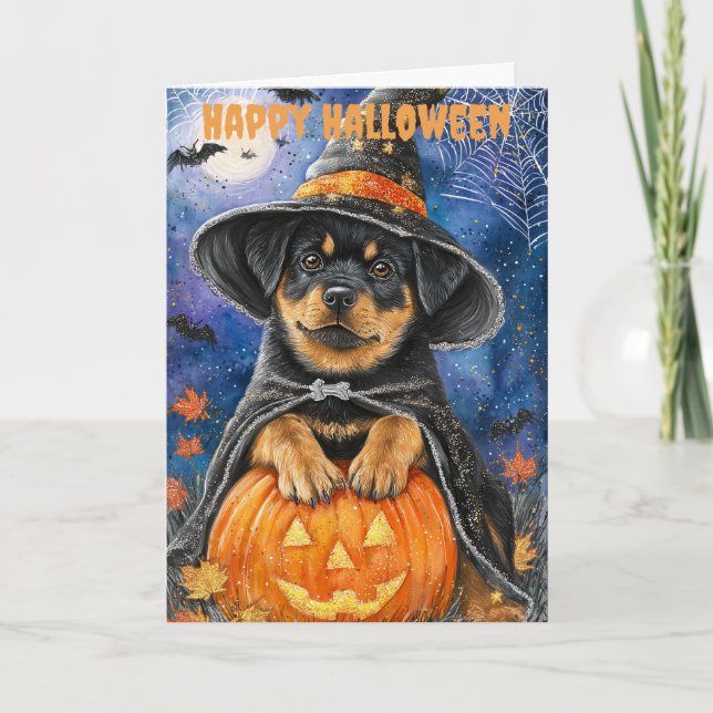 Cartes Pour Fêtes Annuelles Halloween Rottweiler Dog (Devant)