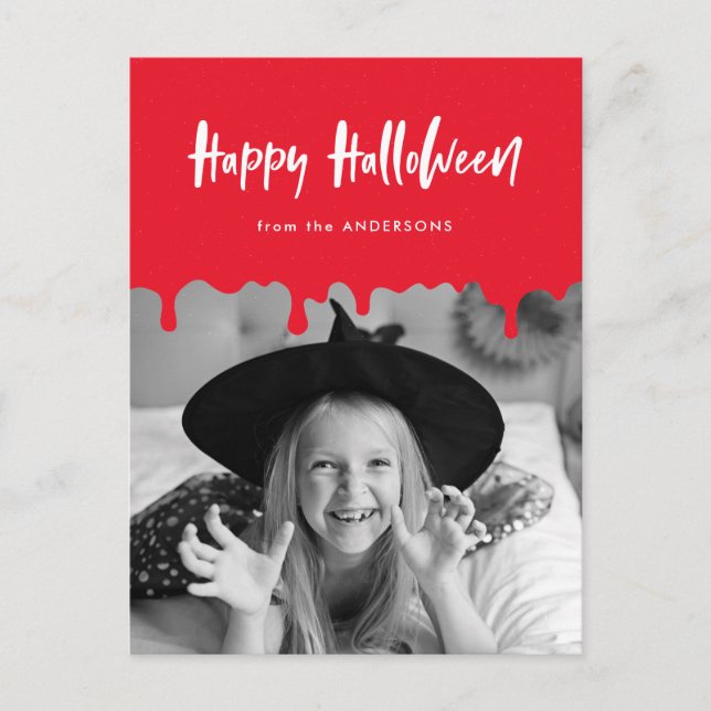 Cartes Pour Fêtes Annuelles Halloween rouge sang coulant photo (Devant)