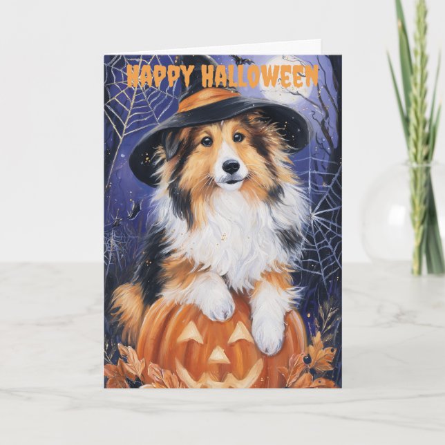 Cartes Pour Fêtes Annuelles Halloween Rough Collie Dog (Devant)