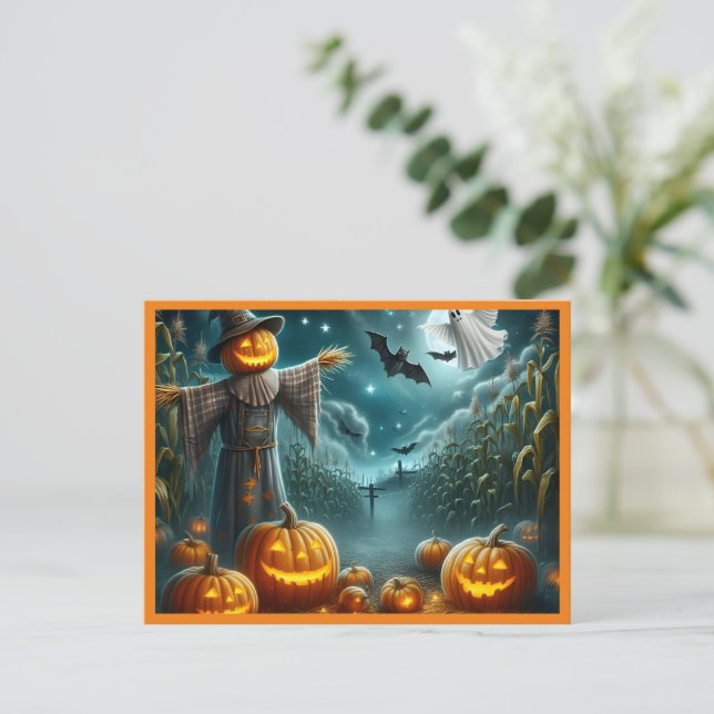 Cartes Pour Fêtes Annuelles Halloween Scarecrow (Debout devant)