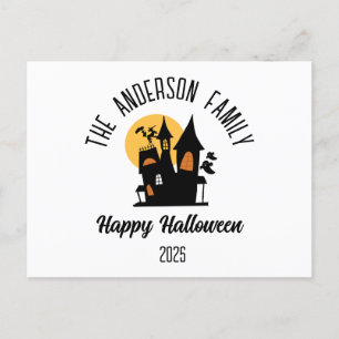 Cartes Pour Fêtes Annuelles Halloween Scary Haunted House Nom personnalisé