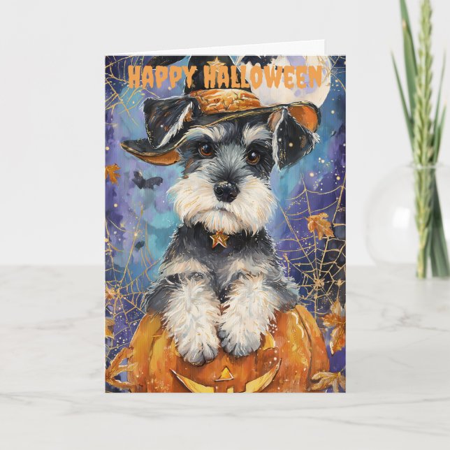 Cartes Pour Fêtes Annuelles Halloween Schnauzer Dog (Devant)