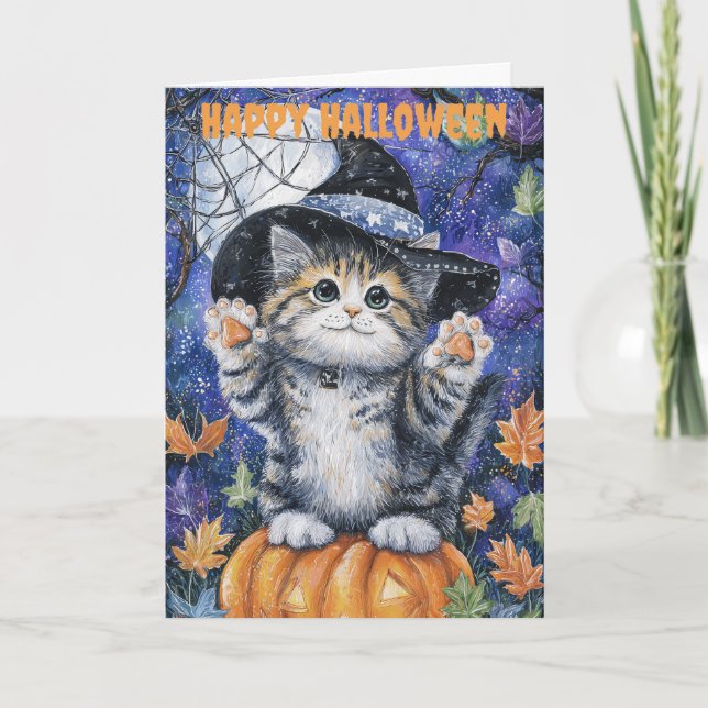 Cartes Pour Fêtes Annuelles Halloween Siberian Cat (Devant)