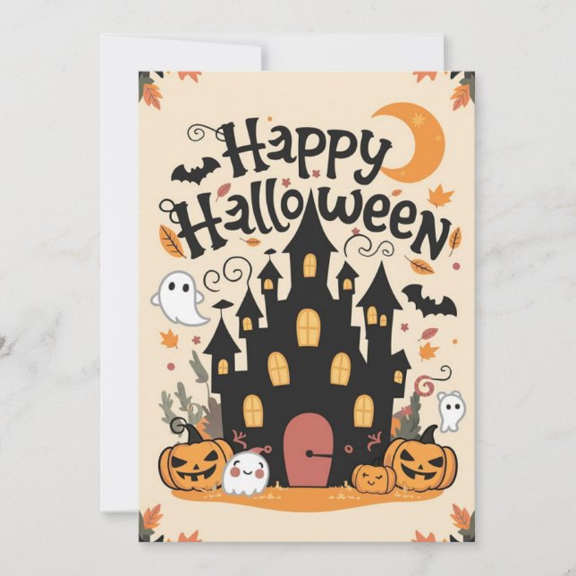 Cartes Pour Fêtes Annuelles Halloween simple et élégant (Devant)