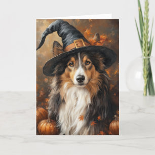 Cartes Pour Fêtes Annuelles Halloween sorcière Sheltie