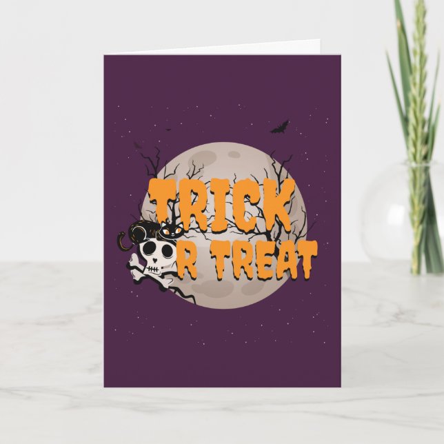 Cartes Pour Fêtes Annuelles Halloween Trick ou Treat Ajouter un message et un  (Devant)
