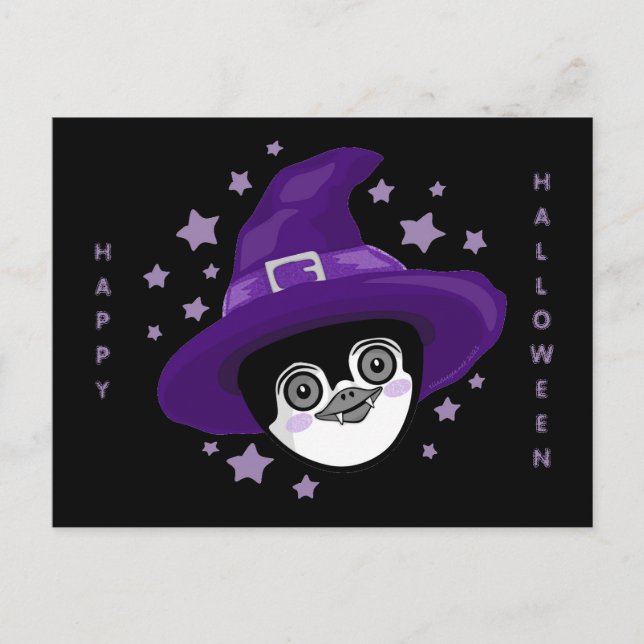 Cartes Pour Fêtes Annuelles Halloween Vampire Witch Penguin (Devant)