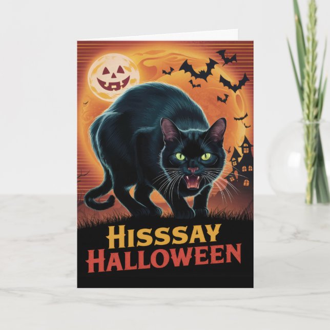 Cartes Pour Fêtes Annuelles Halloween vintage noir (Devant)