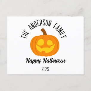 Cartes Pour Fêtes Annuelles Halloween Visage Citrouille brillant Nom personnal