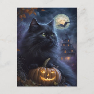 Cartes Pour Fêtes Annuelles Halloween Whimsical Chat noir et Pleine lune