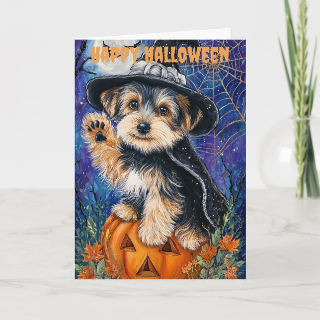 Cartes Pour Fêtes Annuelles Halloween Yorkshire Terrier Dog (Devant)
