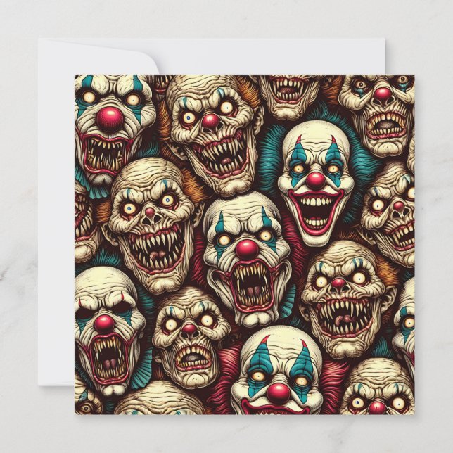 Cartes Pour Fêtes Annuelles Halloween Zombie Clown Déplaisant éffrayant (Devant)