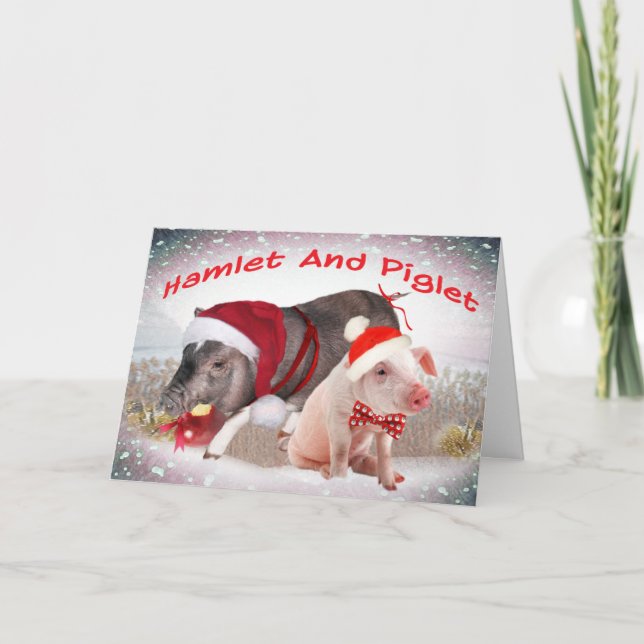 Cartes Pour Fêtes Annuelles Hamlet et Piglet Joyeux Noël (Devant)