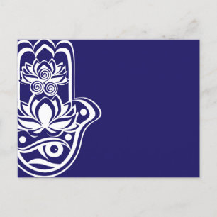 Cartes Pour Fêtes Annuelles Hamsa bleu et blanc