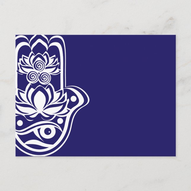 Cartes Pour Fêtes Annuelles Hamsa bleu et blanc (Devant)
